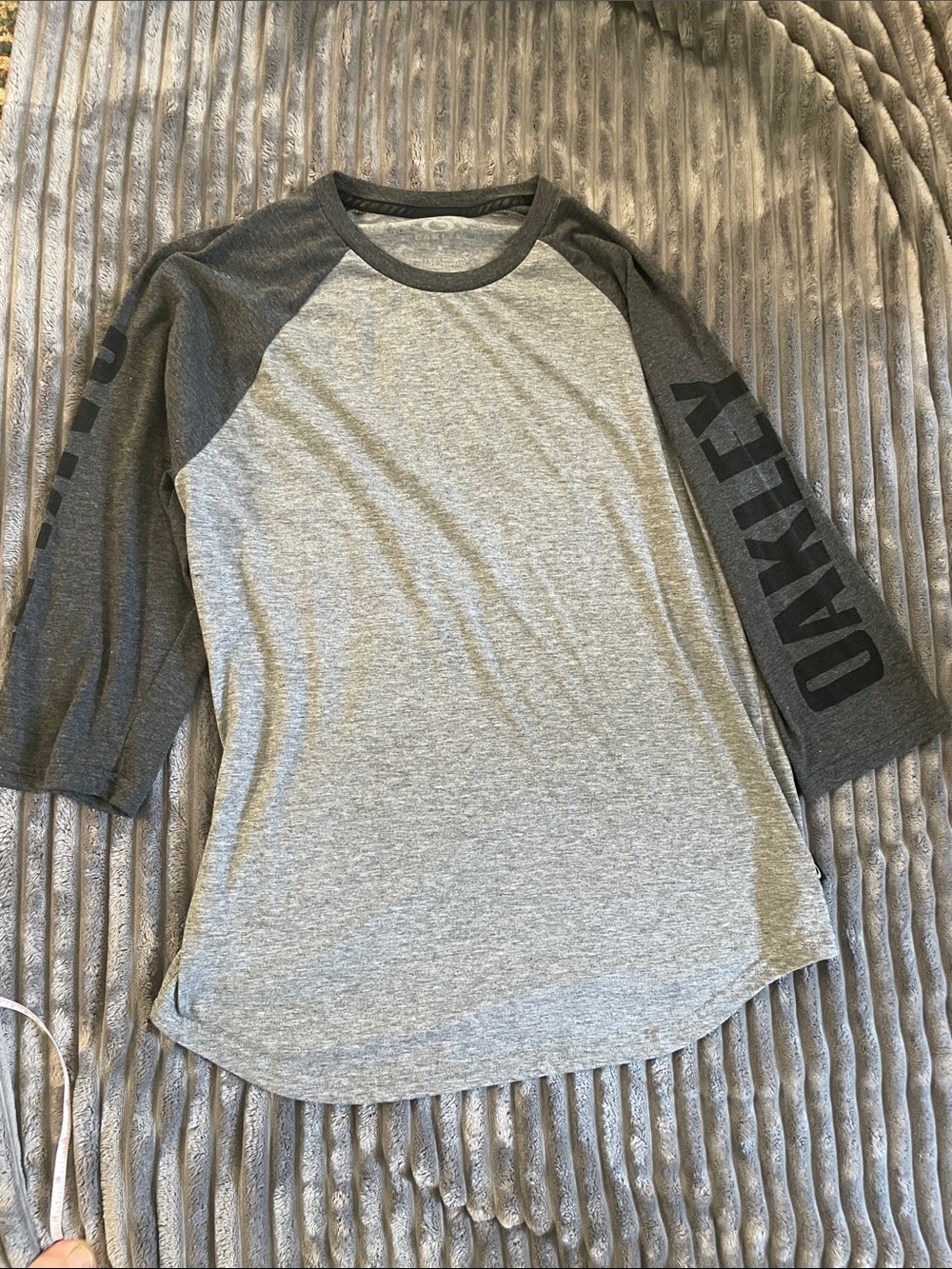 Oakley Gray and Black Logo 3/4 sleeve jersey tee